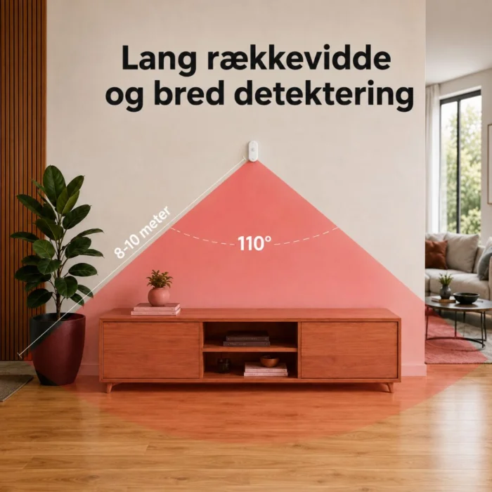 PIR bevægelsessensor med strømtilslutning rækkevidde