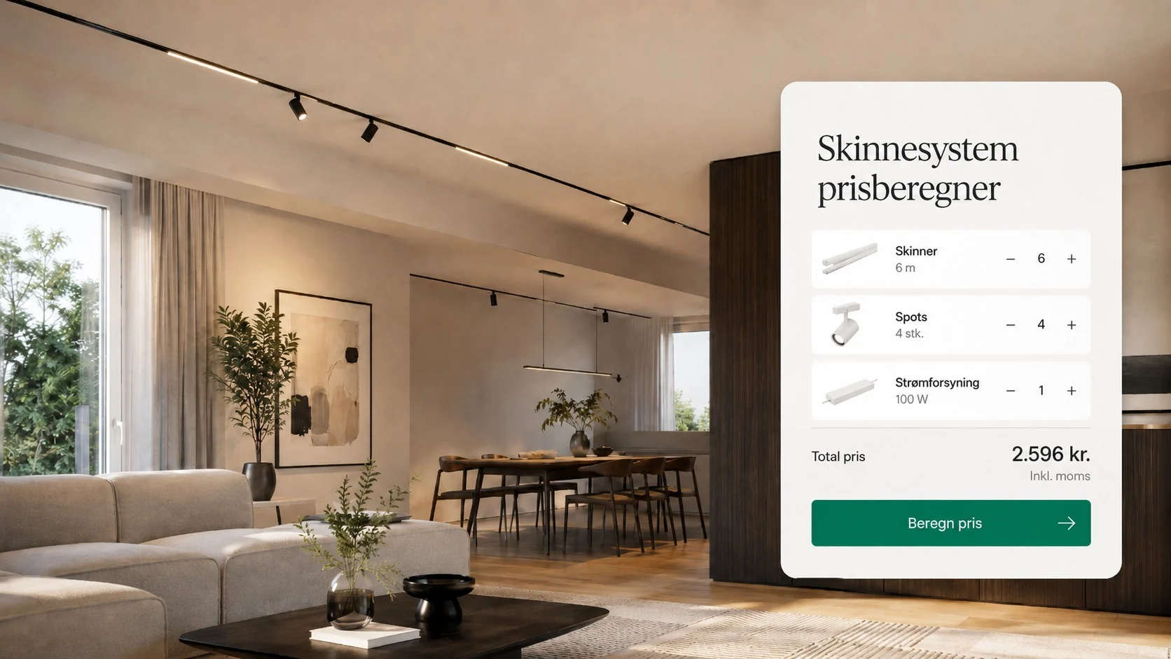 Qsmart skinnesystem prisberegner billede