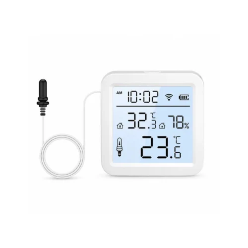 Smart WiFi termometer med ekstern føler og display med fugtmåling produktbillede