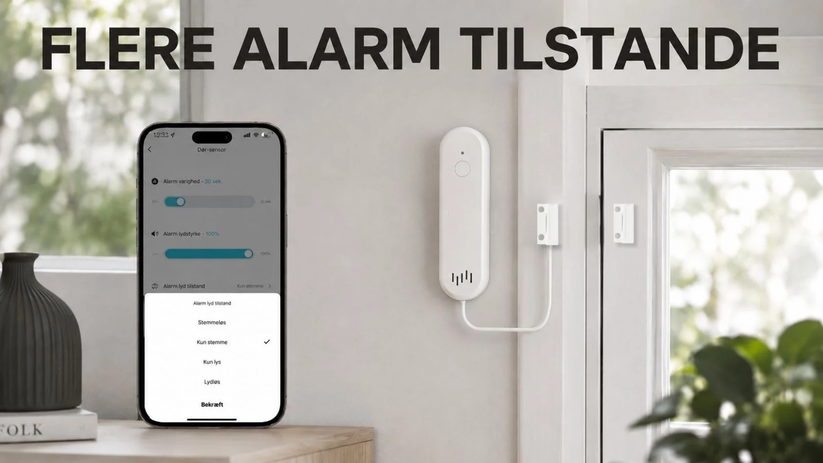 WiFi dør og vinduesalarm flere alarmtilstande WiFi dør og vinduesalarm