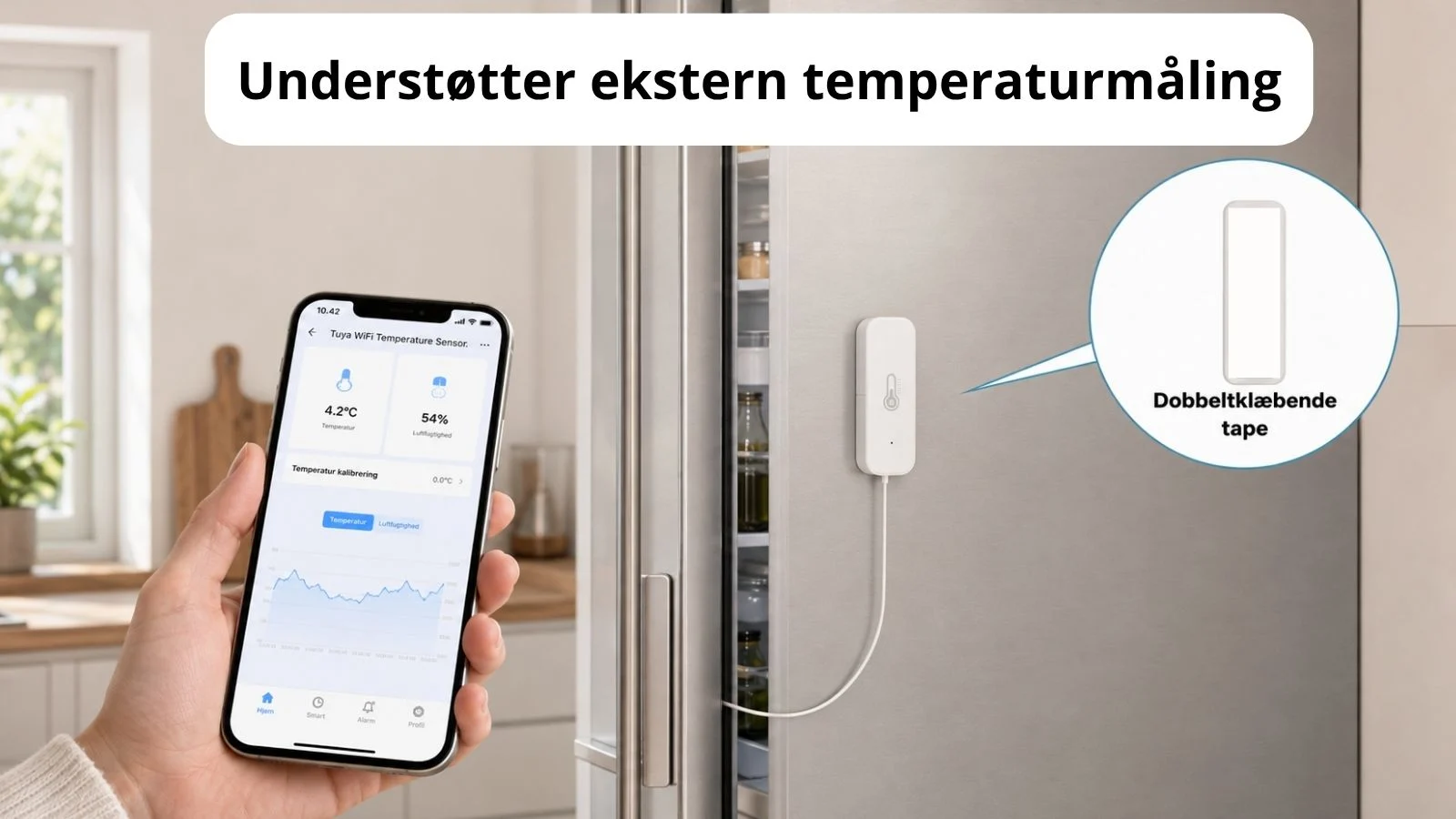 WiFi termometer med ekstern føler på køler