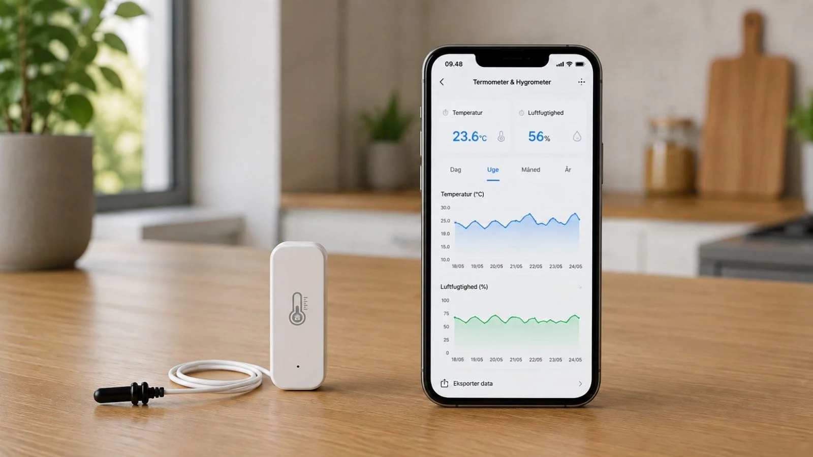 WiFi termometer og smartphone