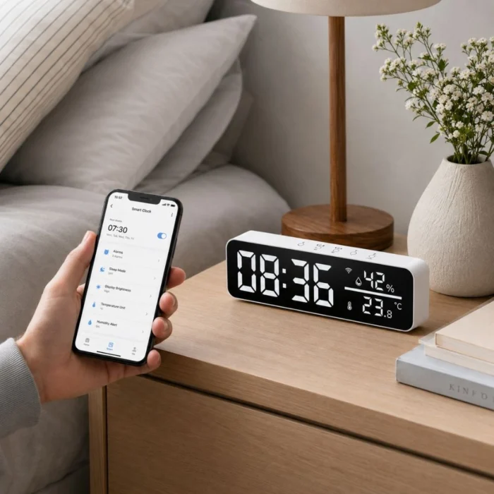 WiFi vækkeur med indeklimamåling app