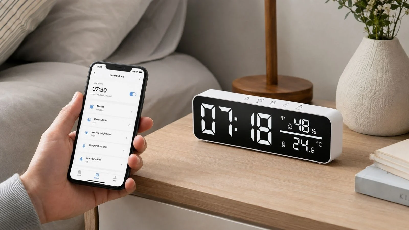 WiFi vækkeur med indeklimamåling og app WiFi vækkeur med indeklimamåling og app