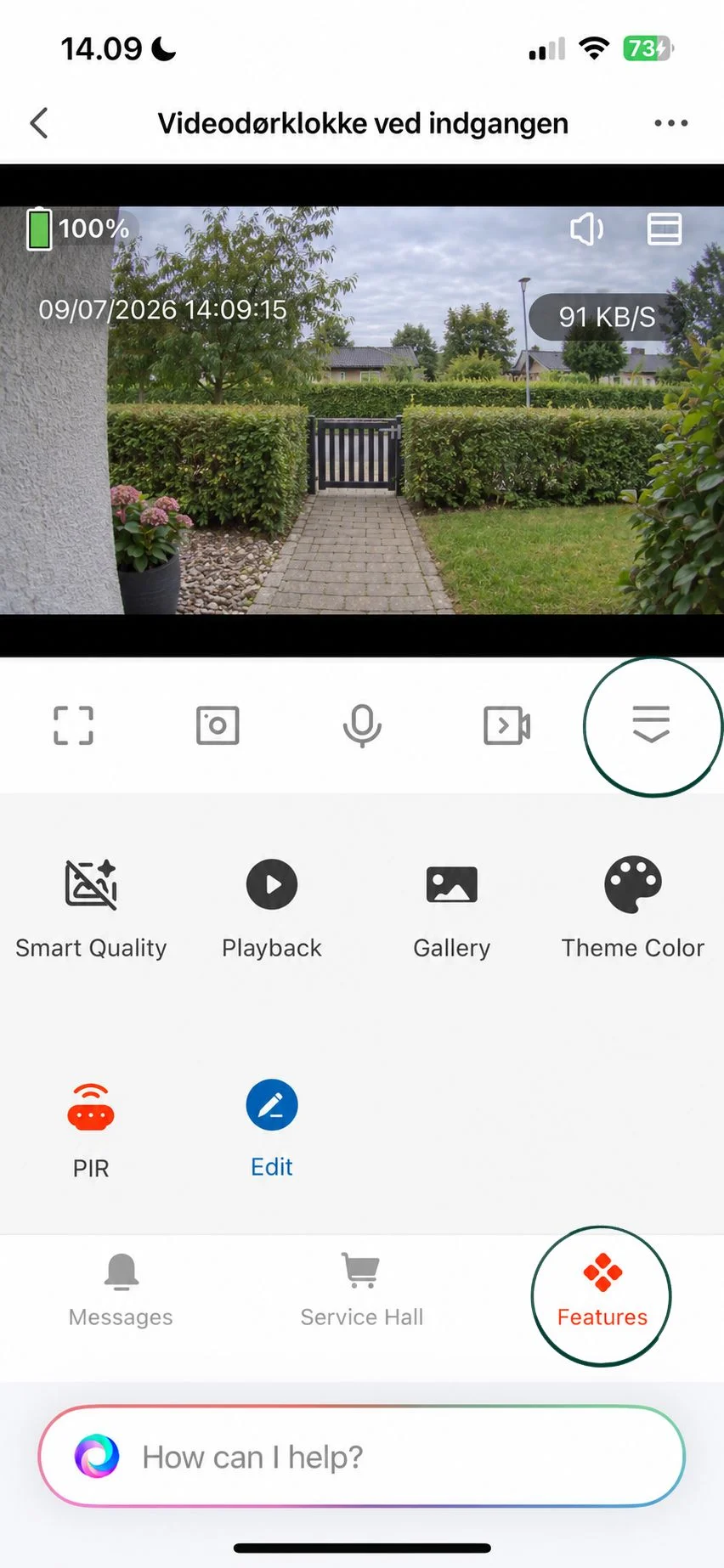 Videodørklokke i SmartLife features