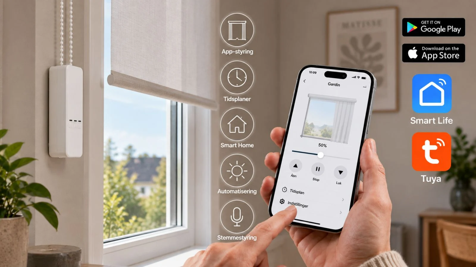 WiFi gardinmotor app-styring
