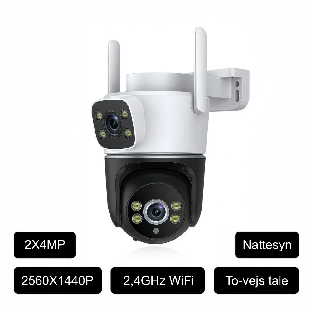 8MP WiFi overvågningskamera med dobbelt 4MP linse specifikationer