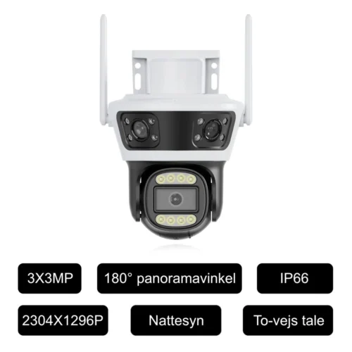 DanGear 9MP WiFi overvågningskamera med 180° panorama specifikationer