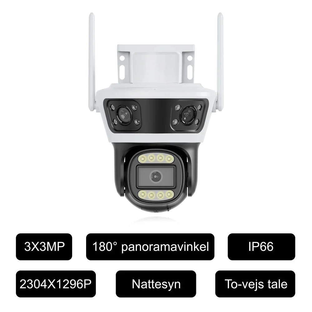 DanGear 9MP WiFi overvågningskamera med 180° panorama specifikationer
