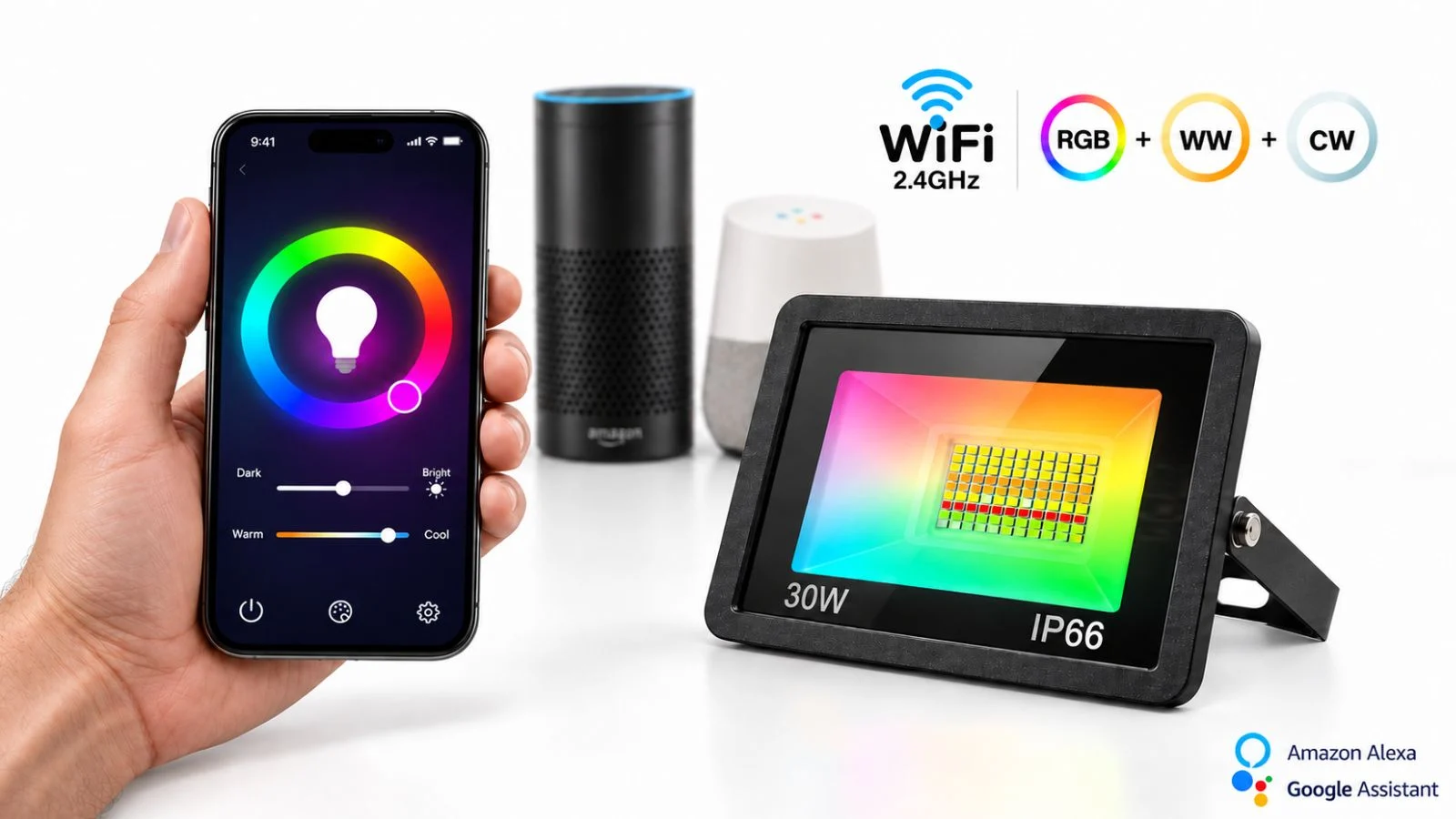 WiFi LED projektør 30W WiFi LED projektør med gratis app